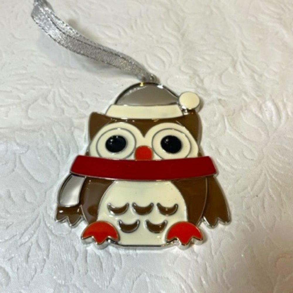 OWL Enamel Metal Christmas Tree Holiday Hanging Ornament 2.5"x3"
